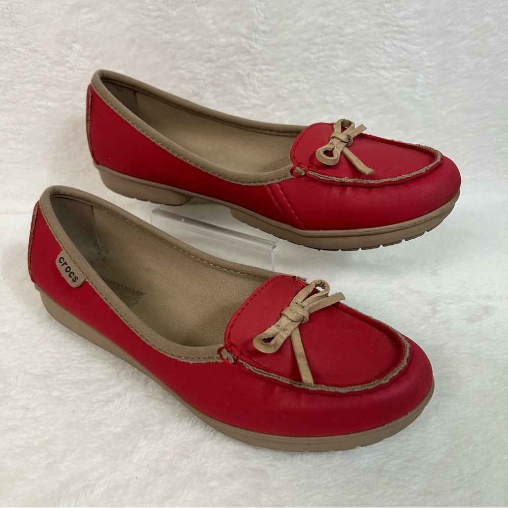 Crocs Women's Shoes Size 8 Red Wrap ColorLite Ballet Flats Lightweight Slip On
